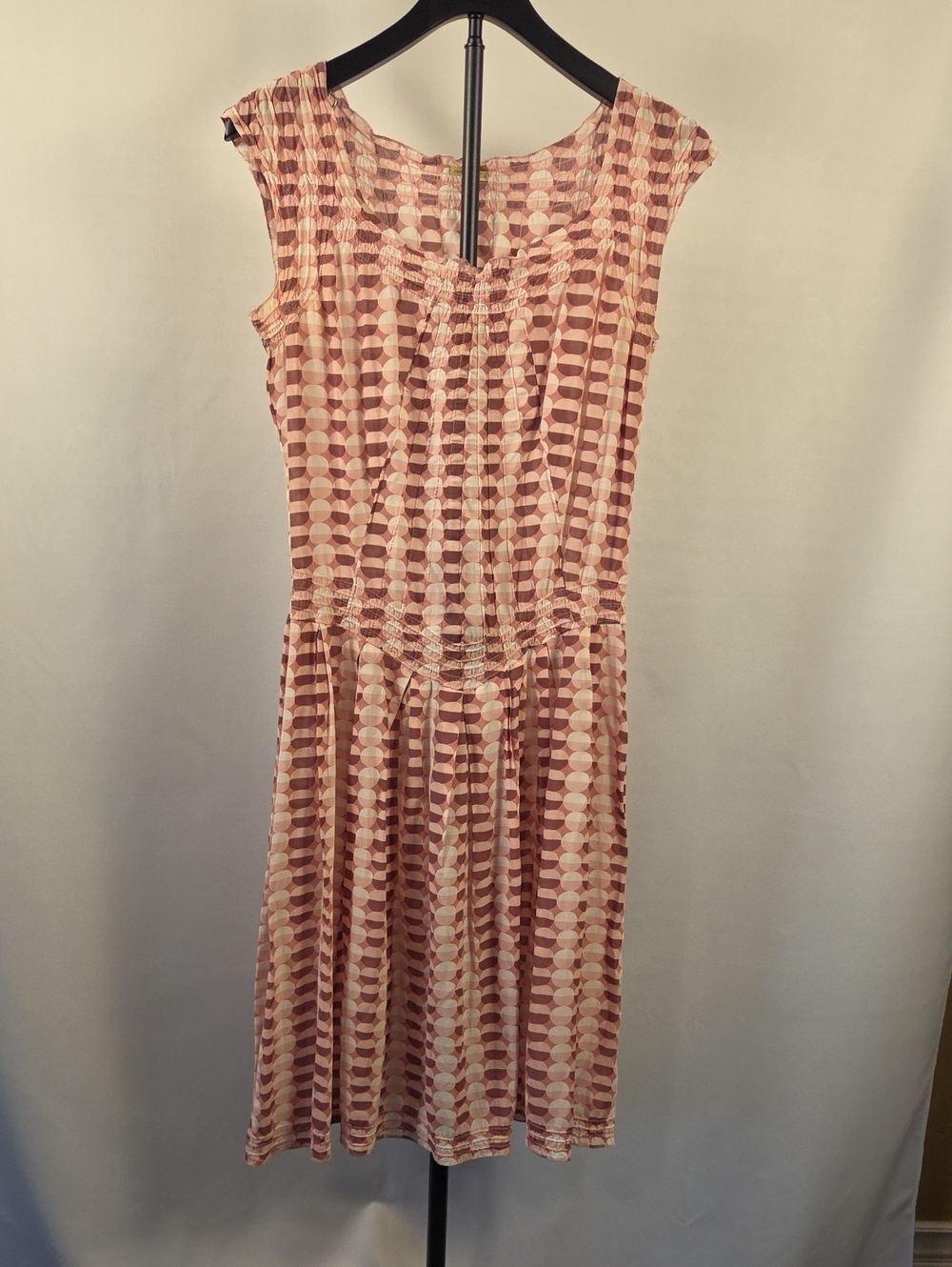 Max Studio Pink Cream Geometric Sleeveless Dress